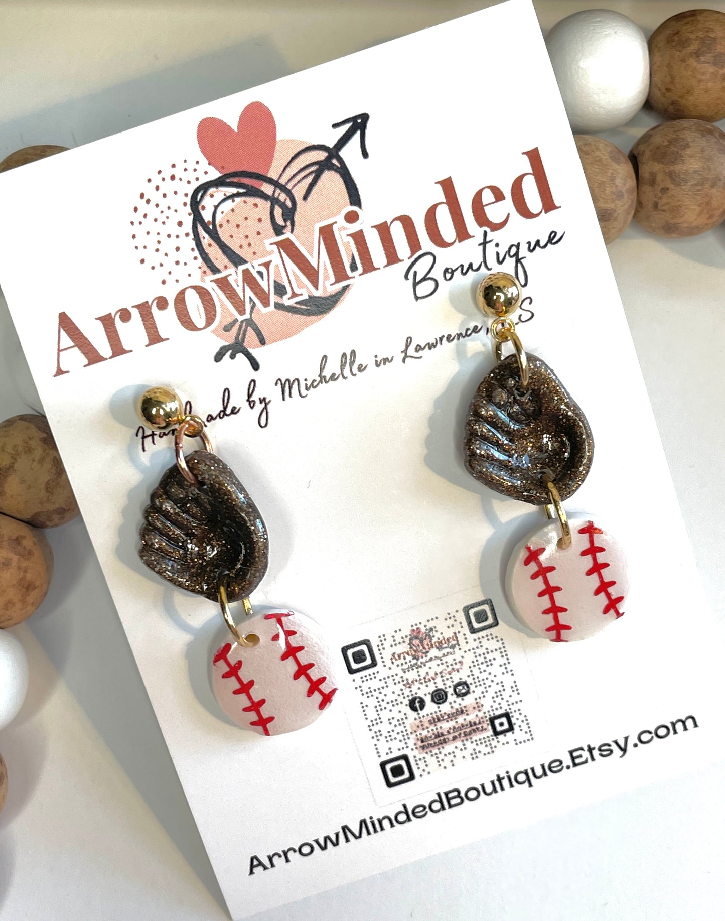 Handmade Baseball Dangle Earrings