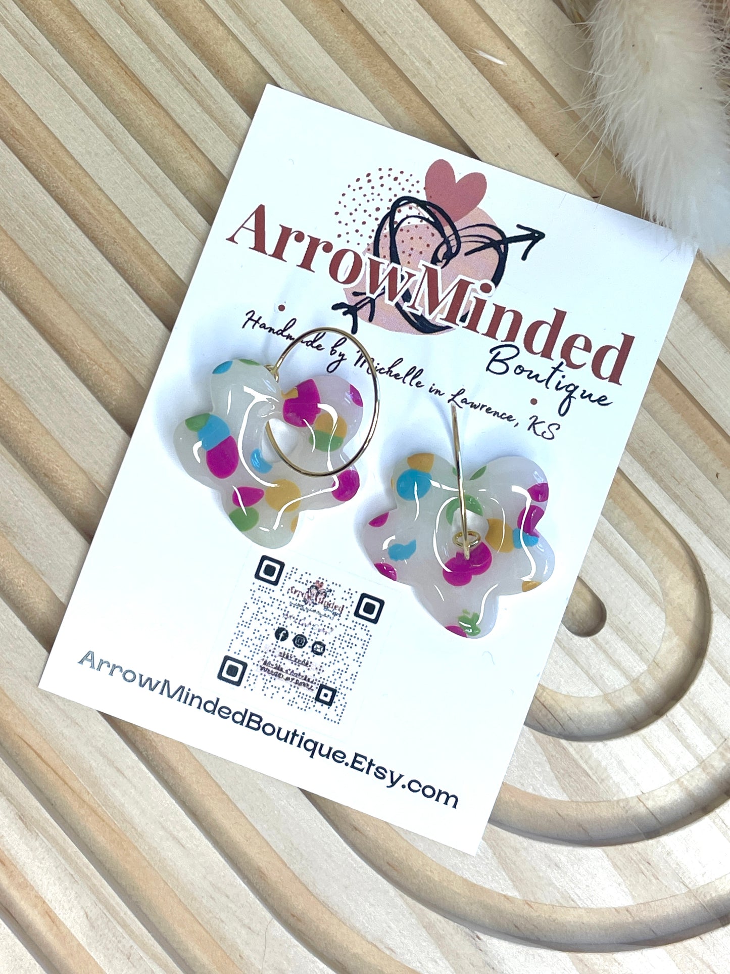 Handmade Colorful Dots Flower Hoops