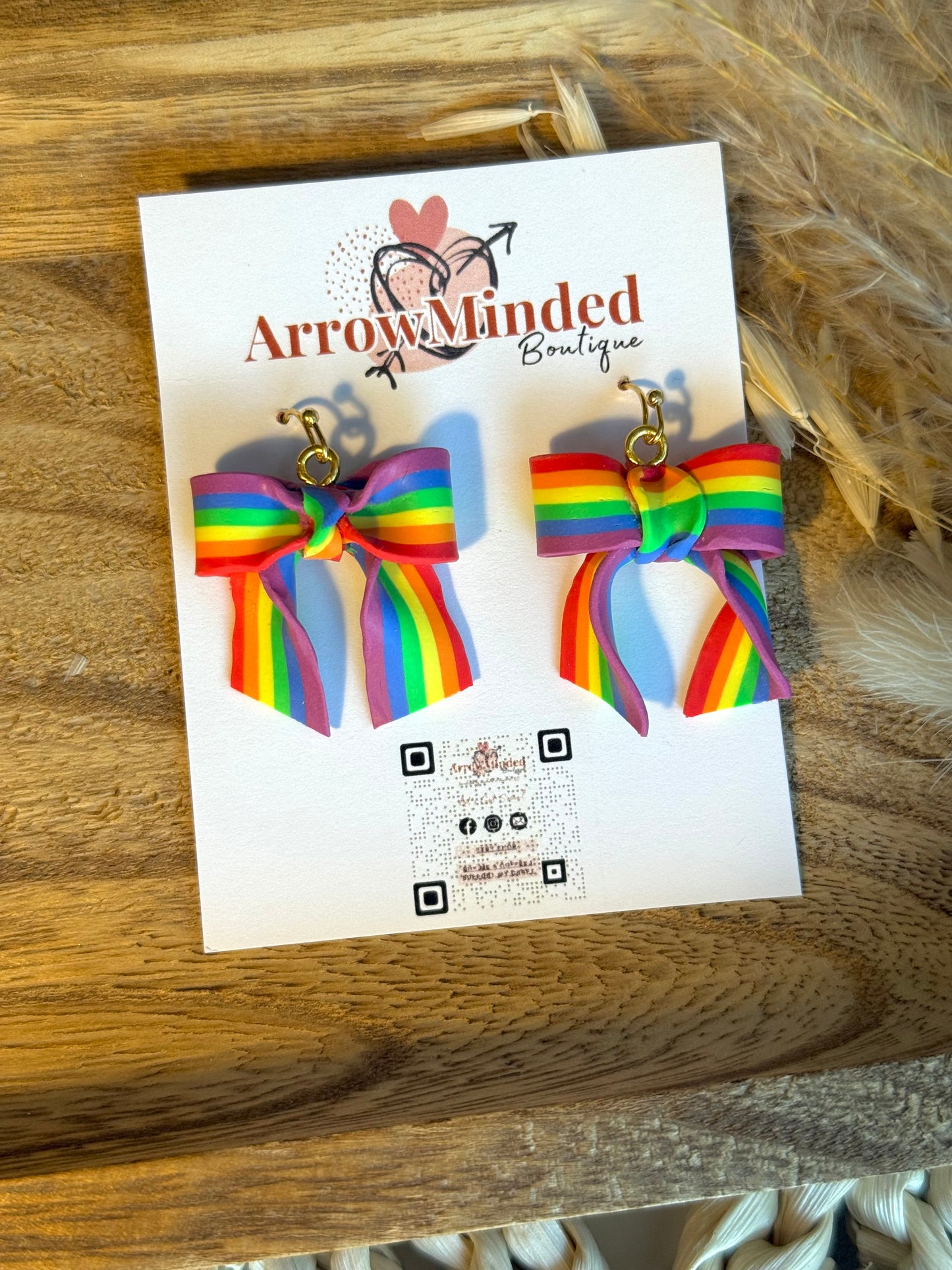 Handmade Perfectly Pride Bow Earrings