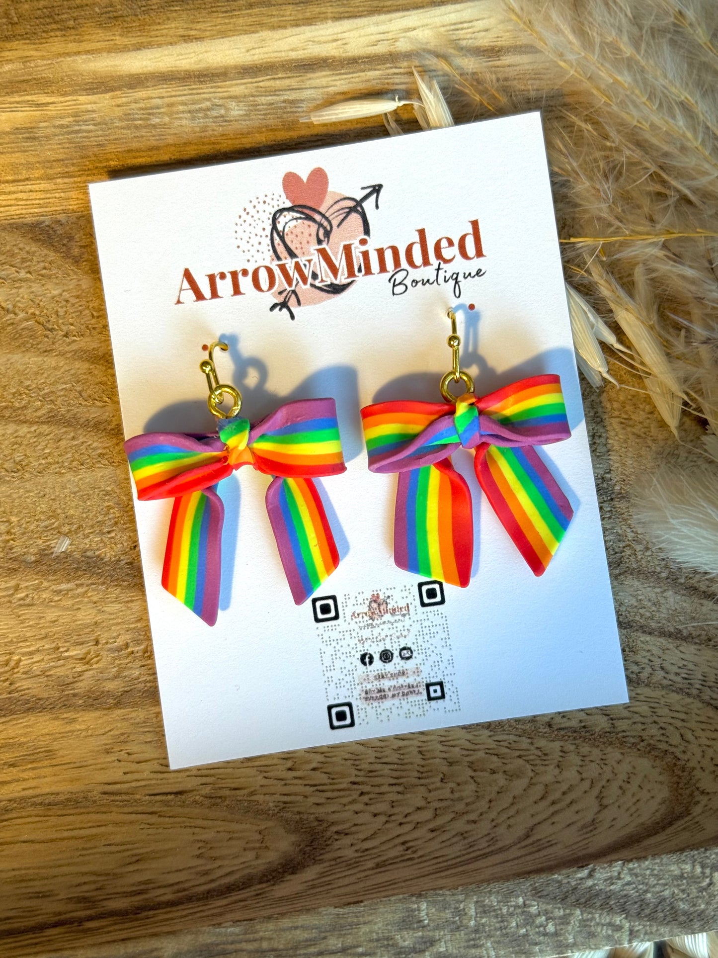 Handmade Perfectly Pride Bow Earrings