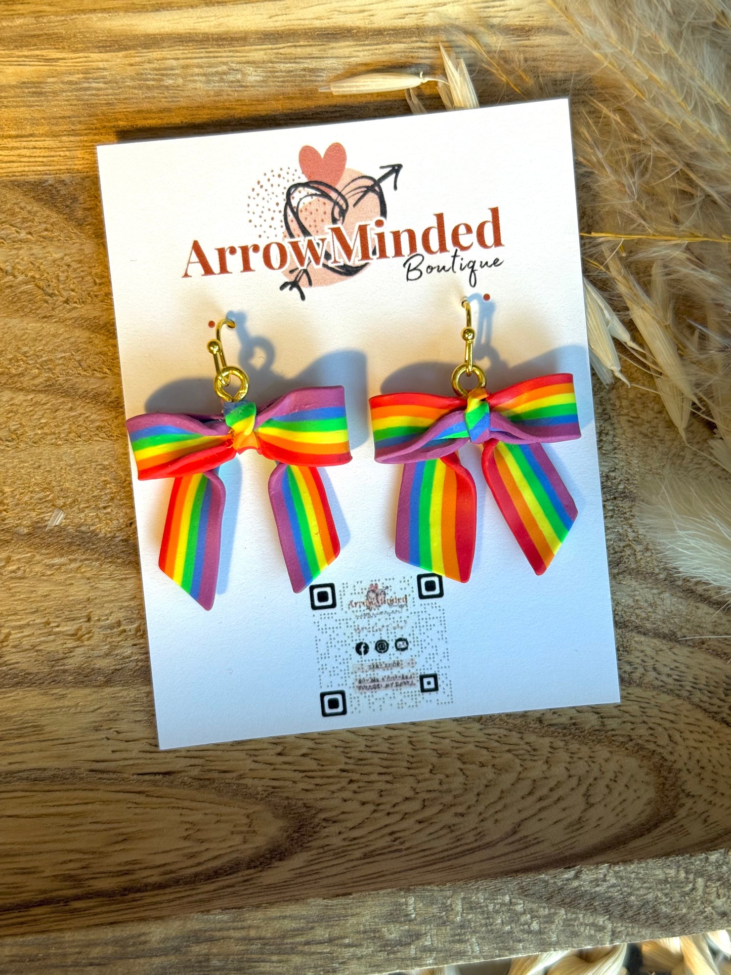Handmade Perfectly Pride Bow Earrings