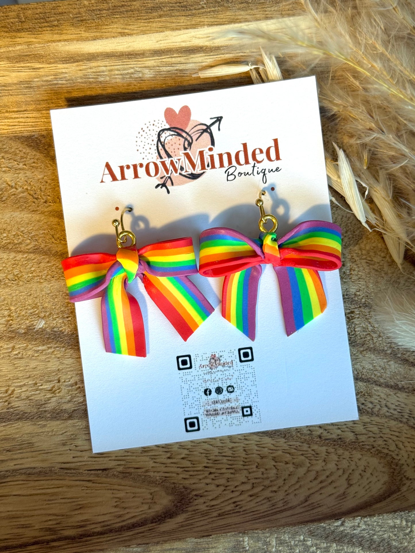 Handmade Perfectly Pride Bow Earrings