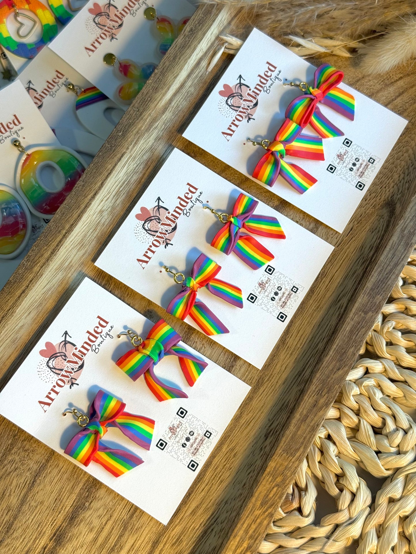 Handmade Perfectly Pride Bow Earrings