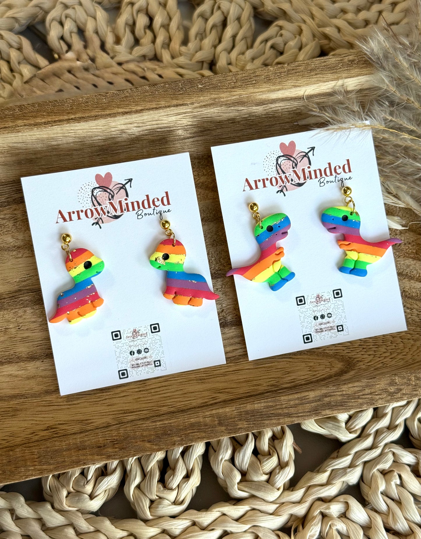 Handmade Jurassic Love Pride Dinosaur Earrings