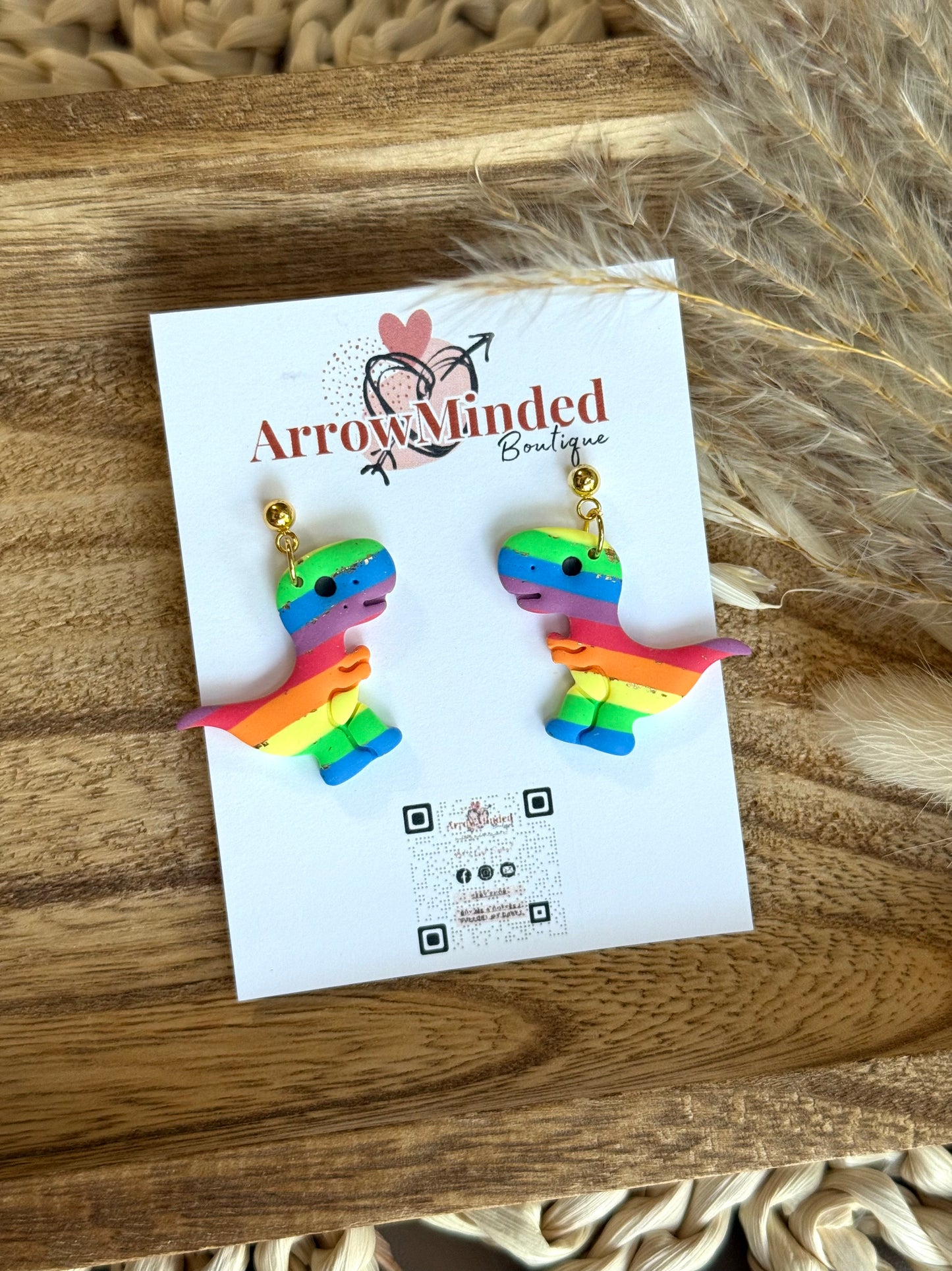 Handmade Jurassic Love Pride Dinosaur Earrings