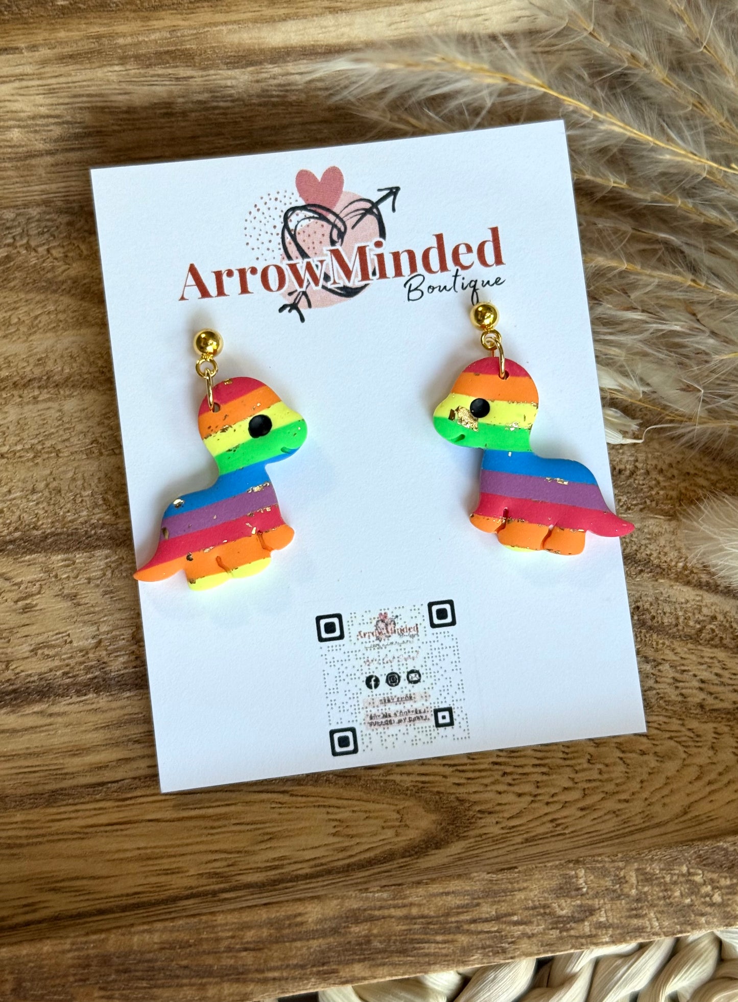 Handmade Jurassic Love Pride Dinosaur Earrings