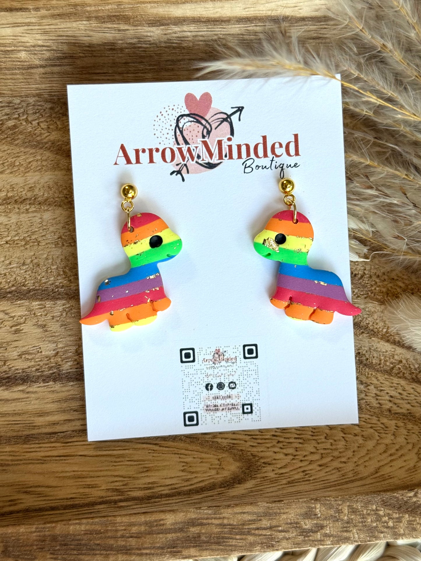 Handmade Jurassic Love Pride Dinosaur Earrings