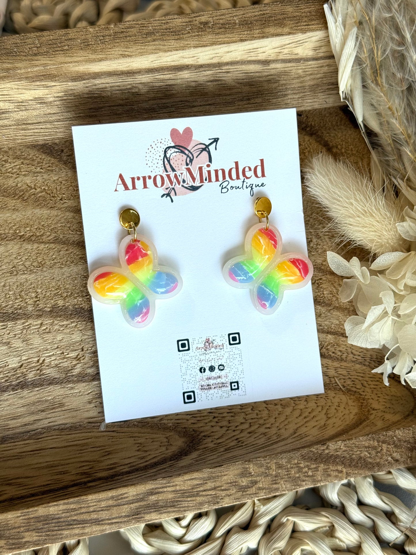 Handmade Flying with Pride Butterfly Earrings