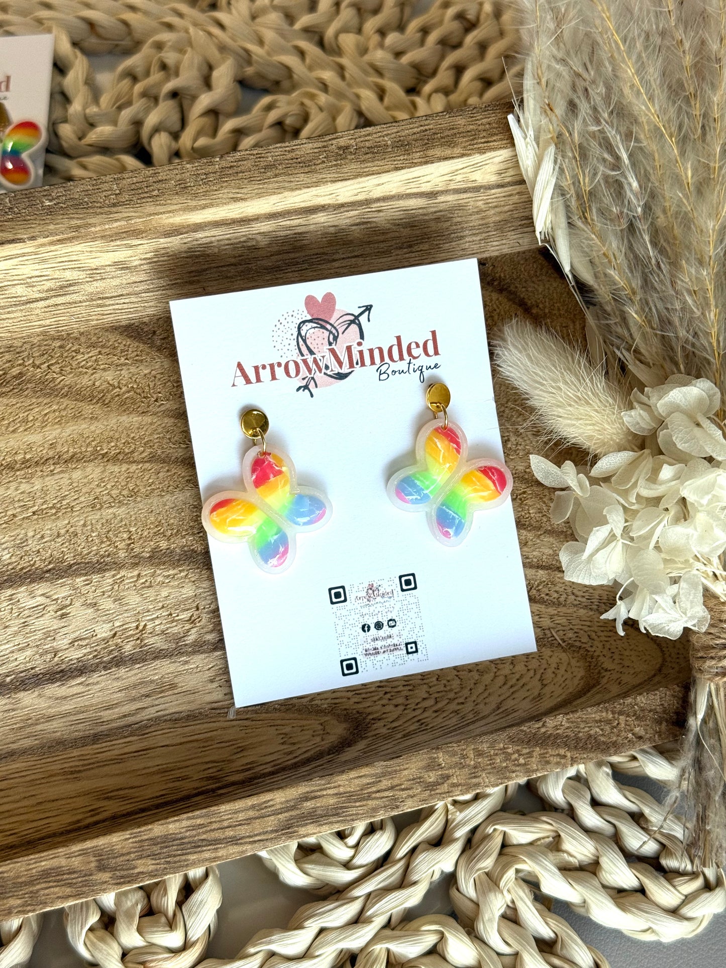 Handmade Flying with Pride Butterfly Earrings
