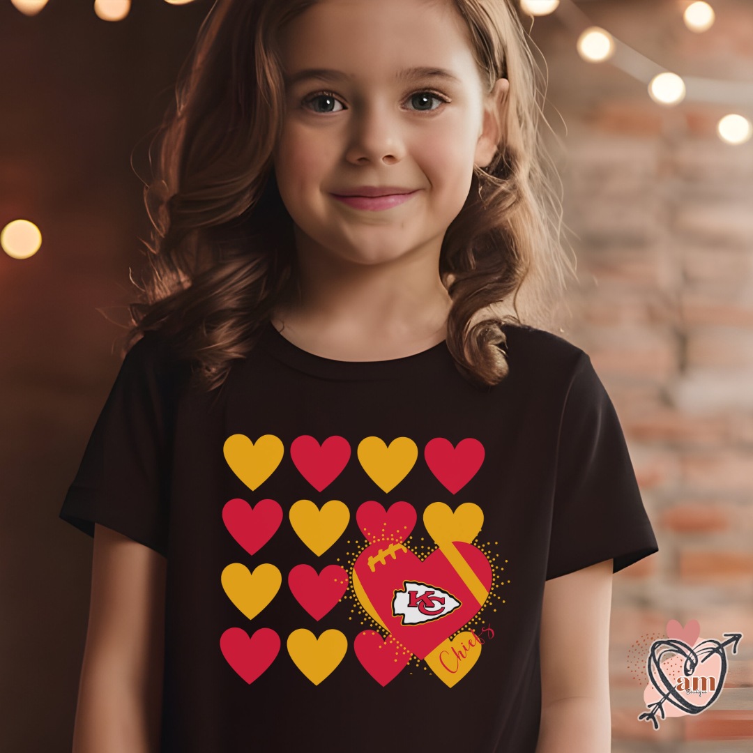 Youth Tee Kansas City Football Heart Design