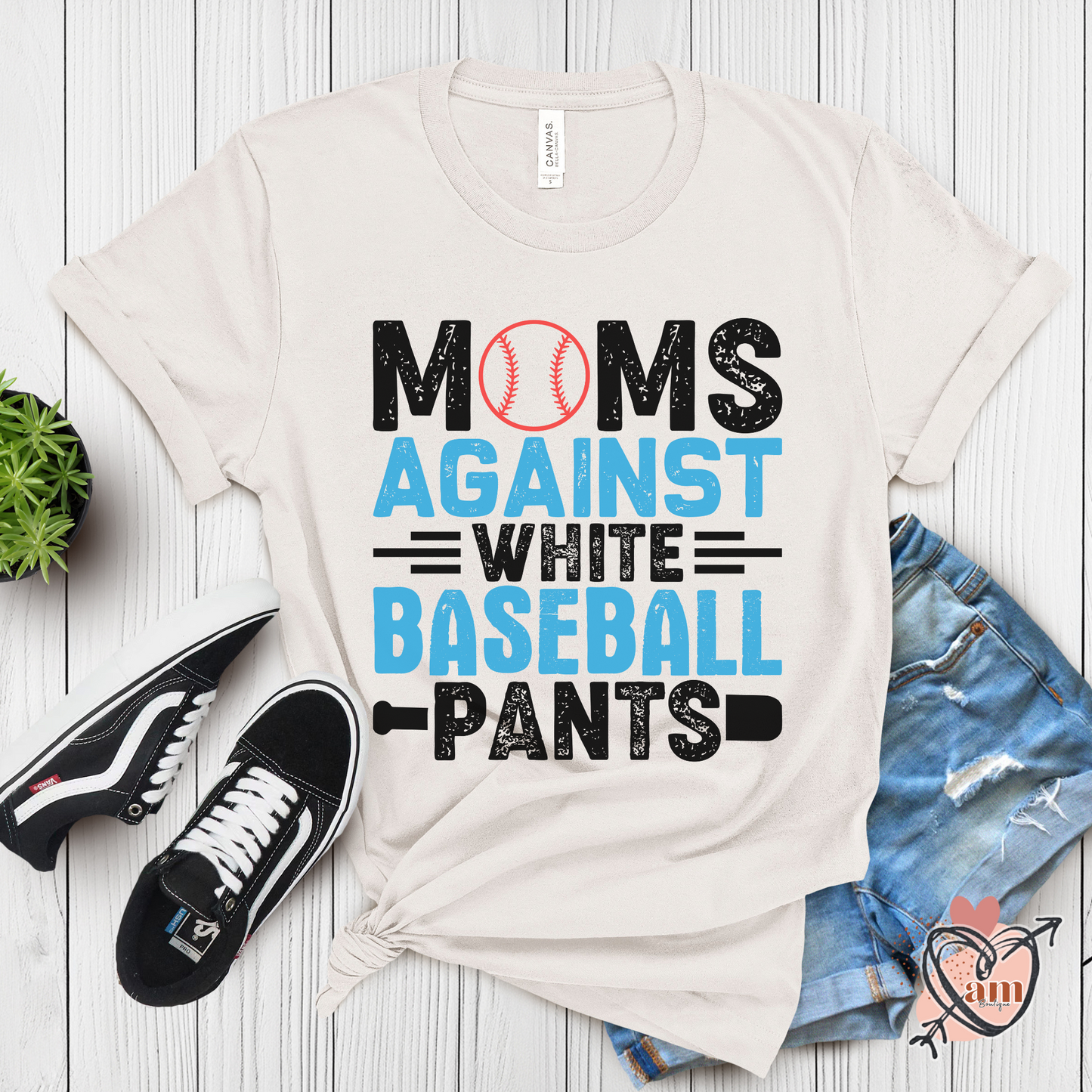 Baseball Mom Tee - Moms Against White Baseball Pants