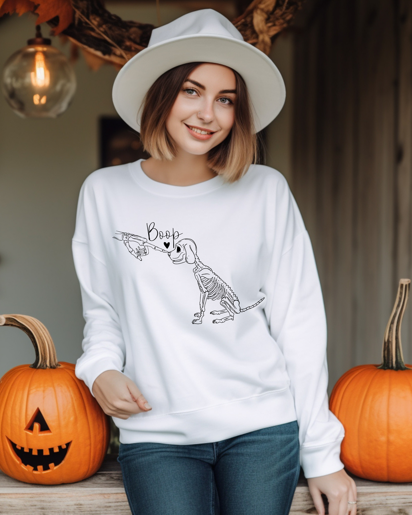 Skeleton Dog Nose Boop Sweatshirt