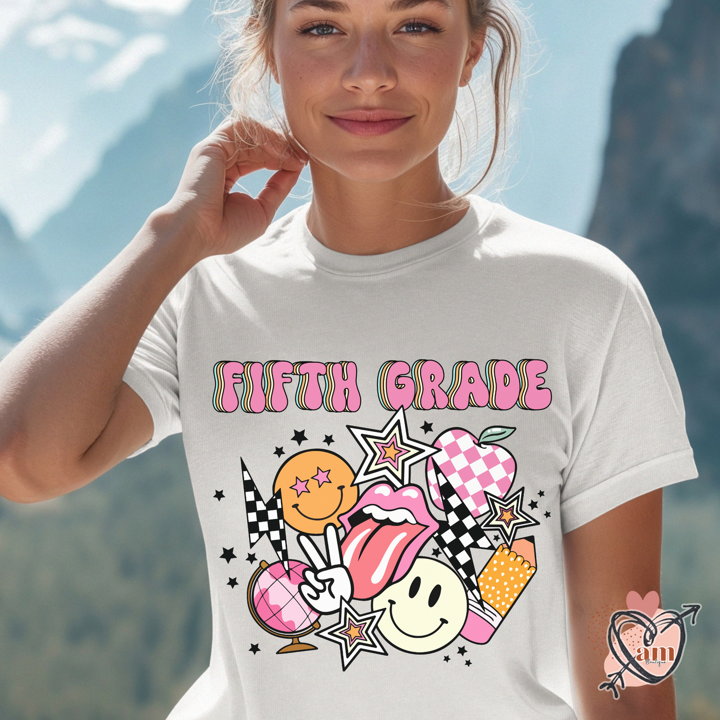Teacher Retro School Checkered Tee - Customize Grade Level
