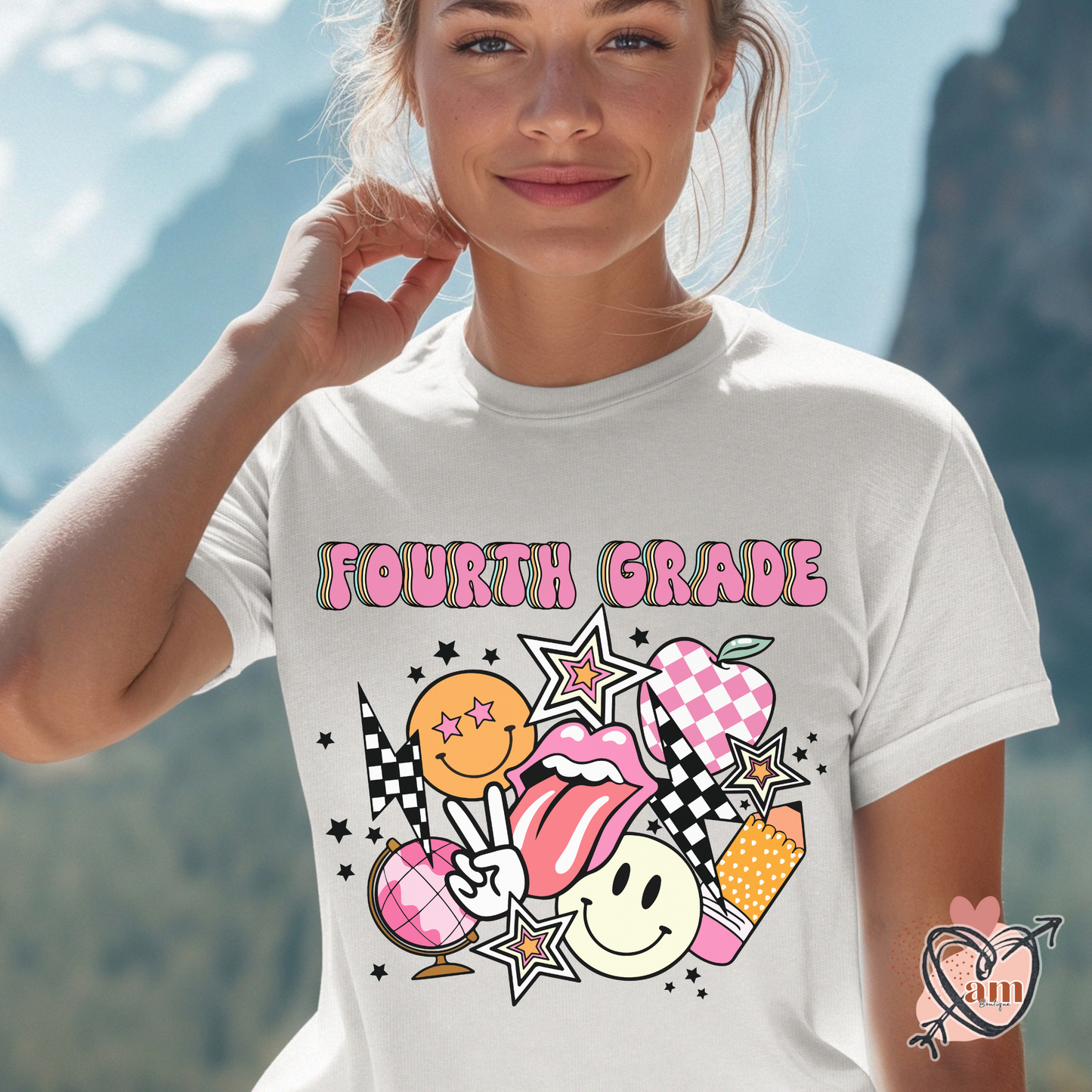 Teacher Retro School Checkered Tee - Customize Grade Level