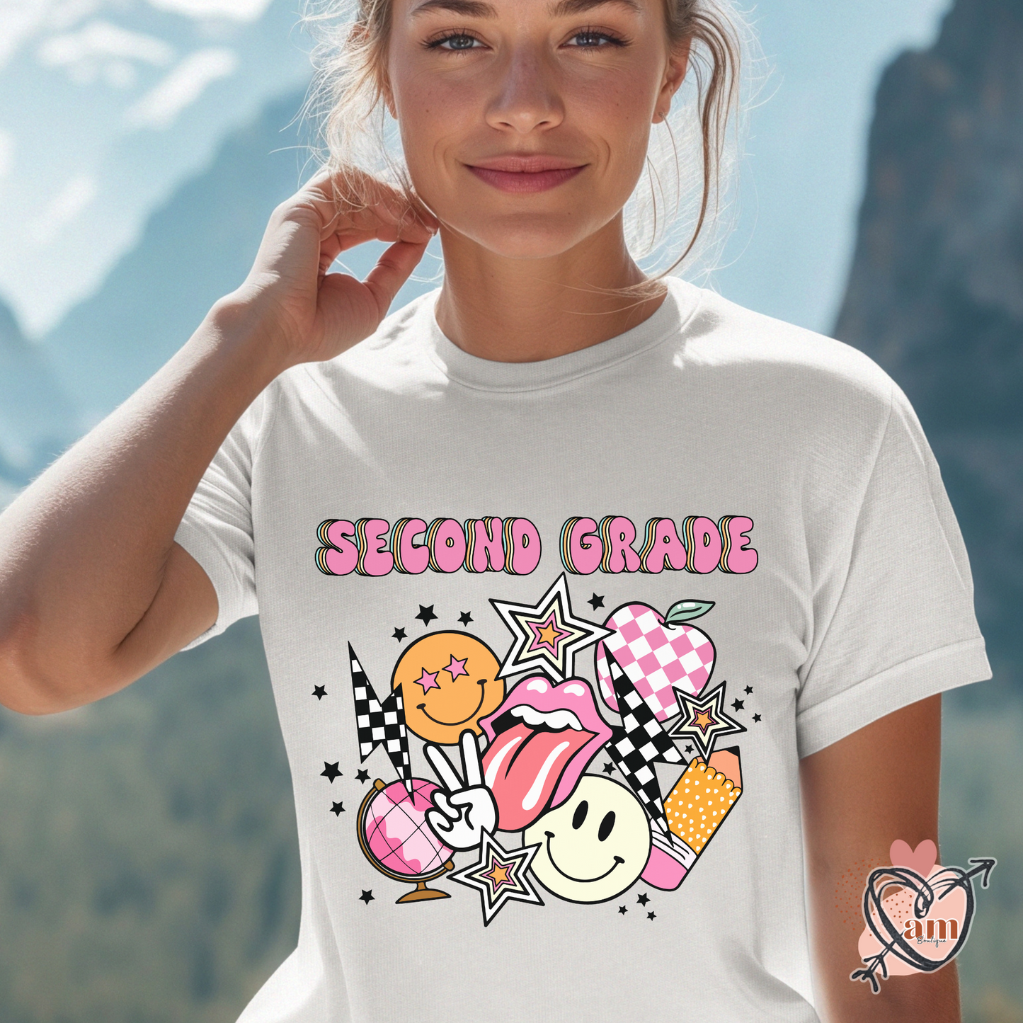 Teacher Retro School Checkered Tee - Customize Grade Level