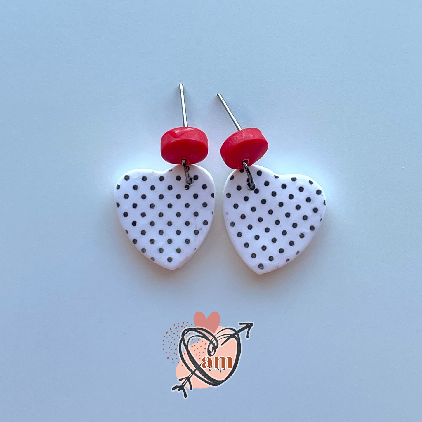 Handmade Polka-Dot Heart Dangles
