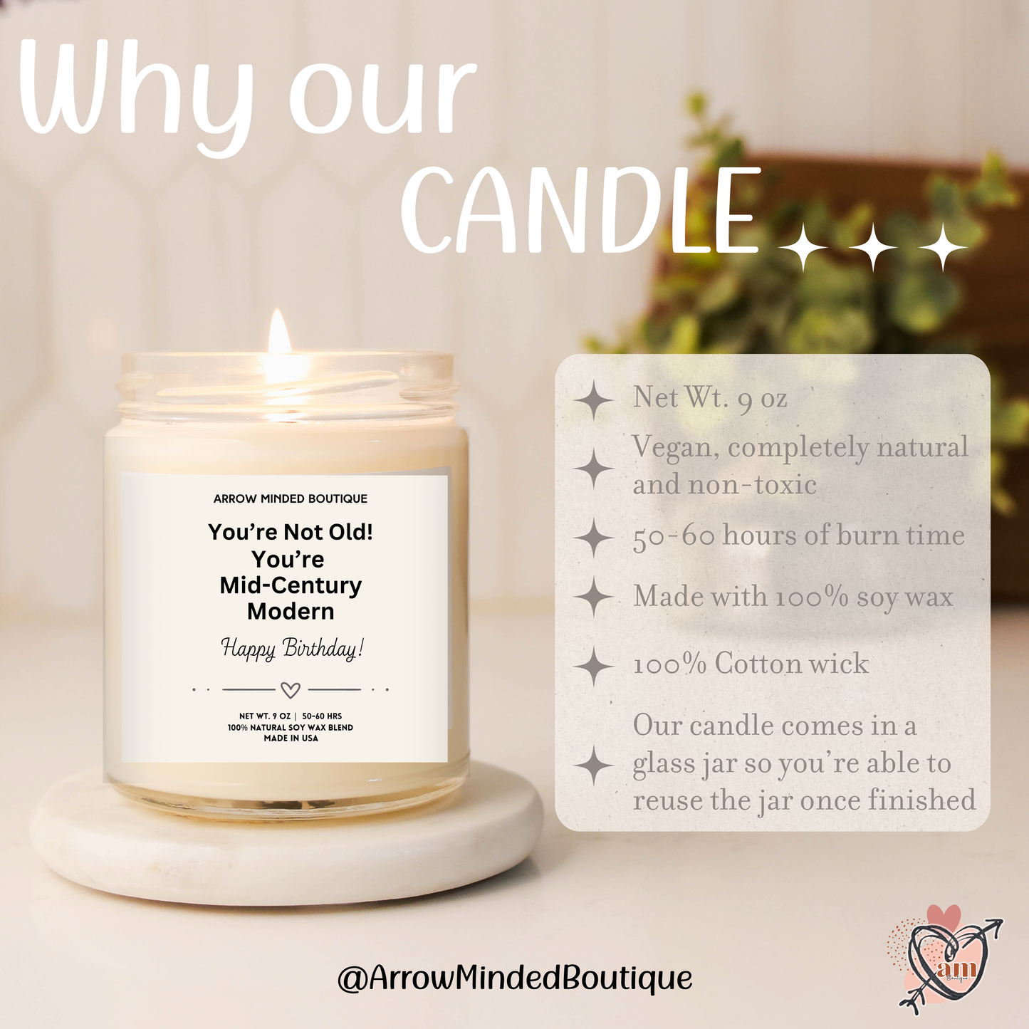 Candle, Mid-Century Modern Funny Friend Gift