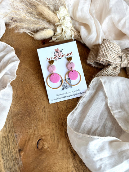 Handmade Pink Gold Dangle Earrings