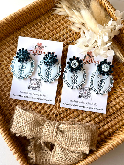 Handmade Indigo Bloom & Blue Frost Petal | Blue Floral Statement Earrings