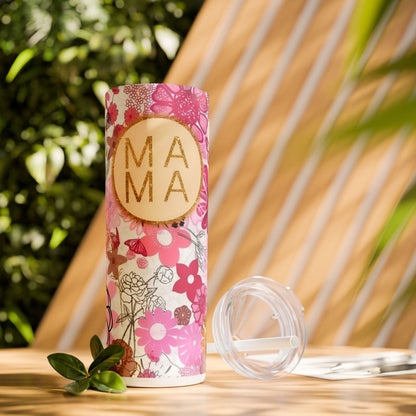 Pink Floral MAMA Skinny Tumbler, 20 oz