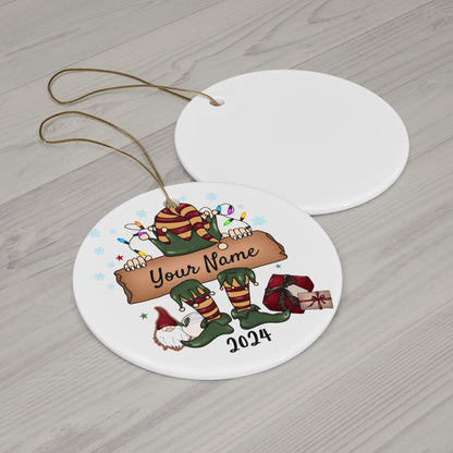 Custom Vintage Elf Ceramic Ornament