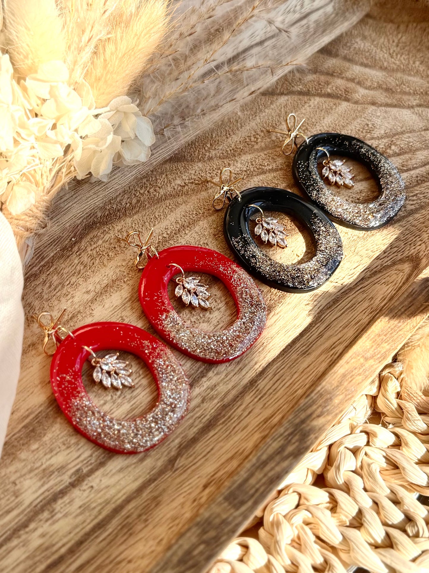 Handmade Frosted Ember Hoop Earrings