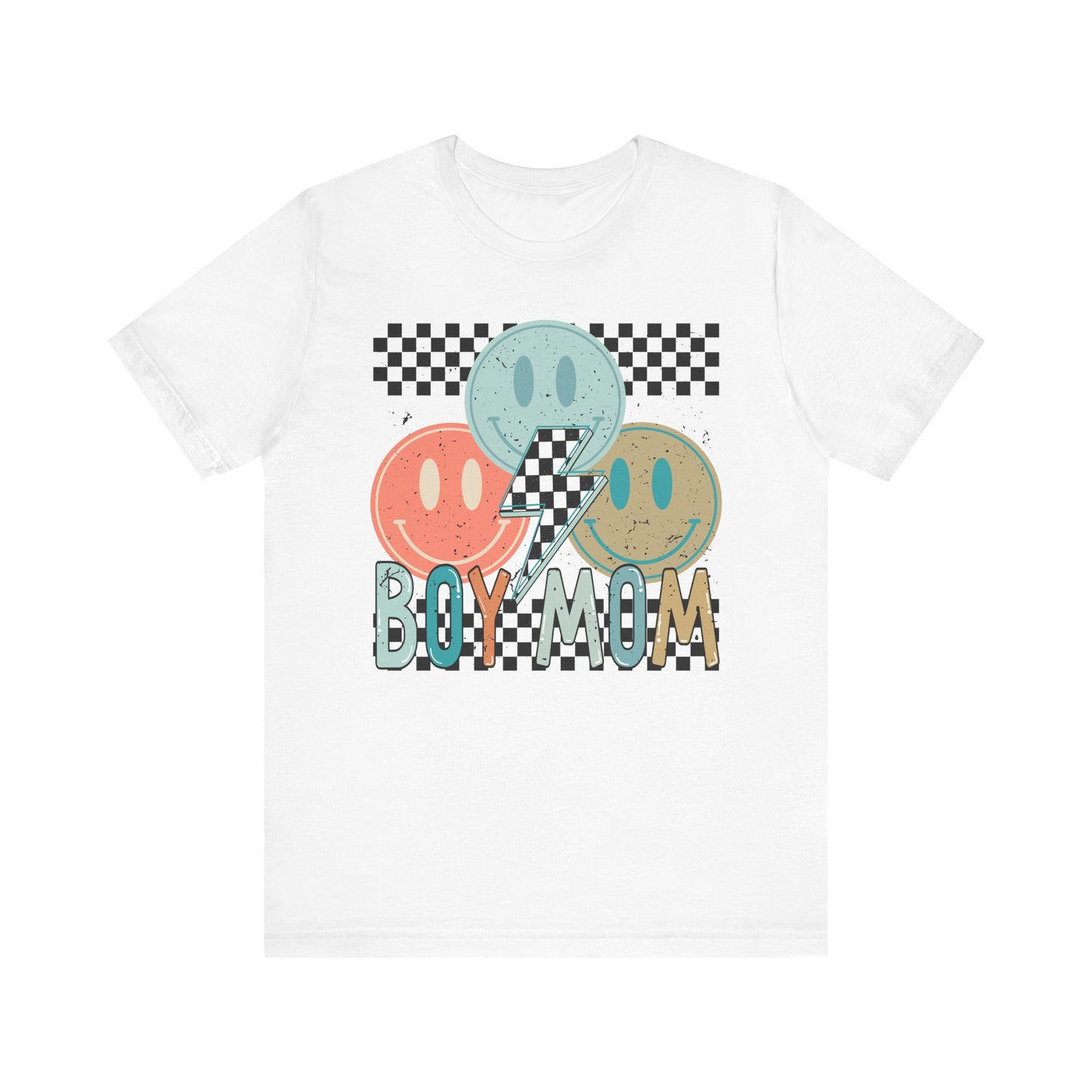 Retro Checkered Unisex Tee - 'Boy Mom' & 'Mama's Boy'