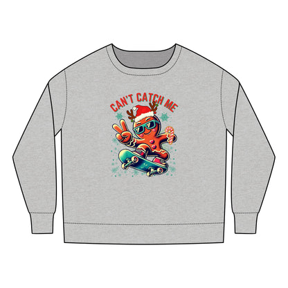 Gingerbread Man Skateboard "Can't Catch Me" Cute Holiday Design Toddler Sweatshirt