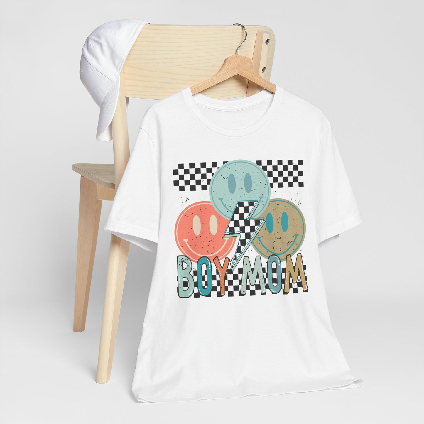 Retro Checkered Unisex Tee - 'Boy Mom' & 'Mama's Boy'
