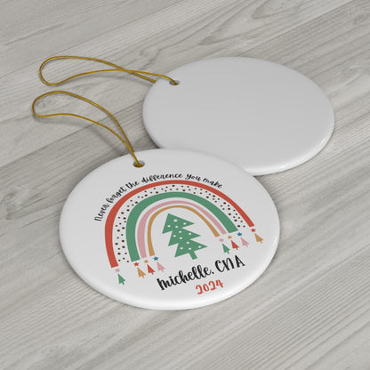 Custom Name Nurse Ornament - Ceramic Personalized Nurse Gift