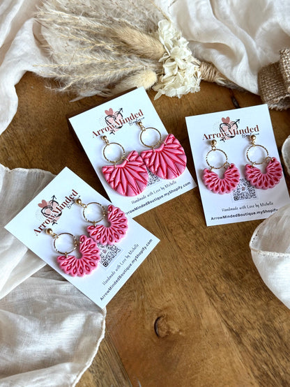 Handmade Boho Pink & Red Earrings