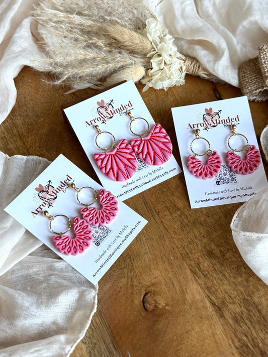 Handmade Boho Pink & Red Earrings