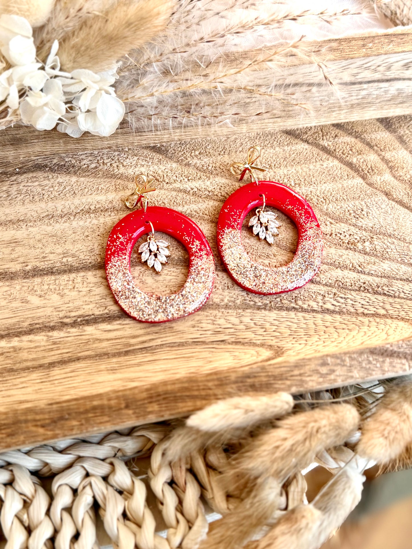 Handmade Frosted Ember Hoop Earrings
