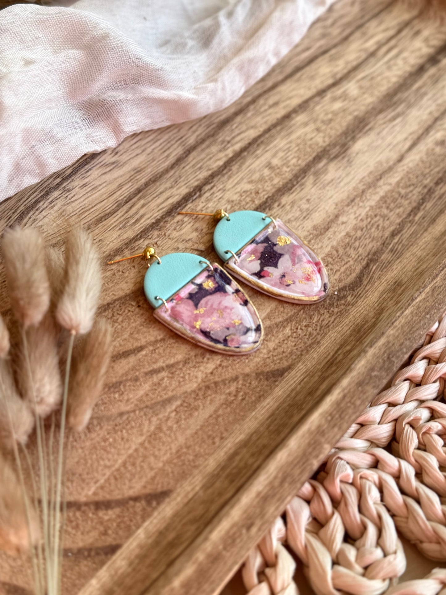 Handmade Pastel Layered Fan Earrings with Soft Shimmer