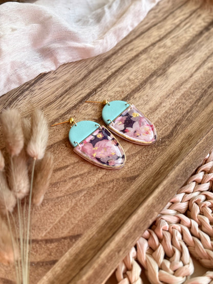 Handmade Pastel Layered Fan Earrings with Soft Shimmer
