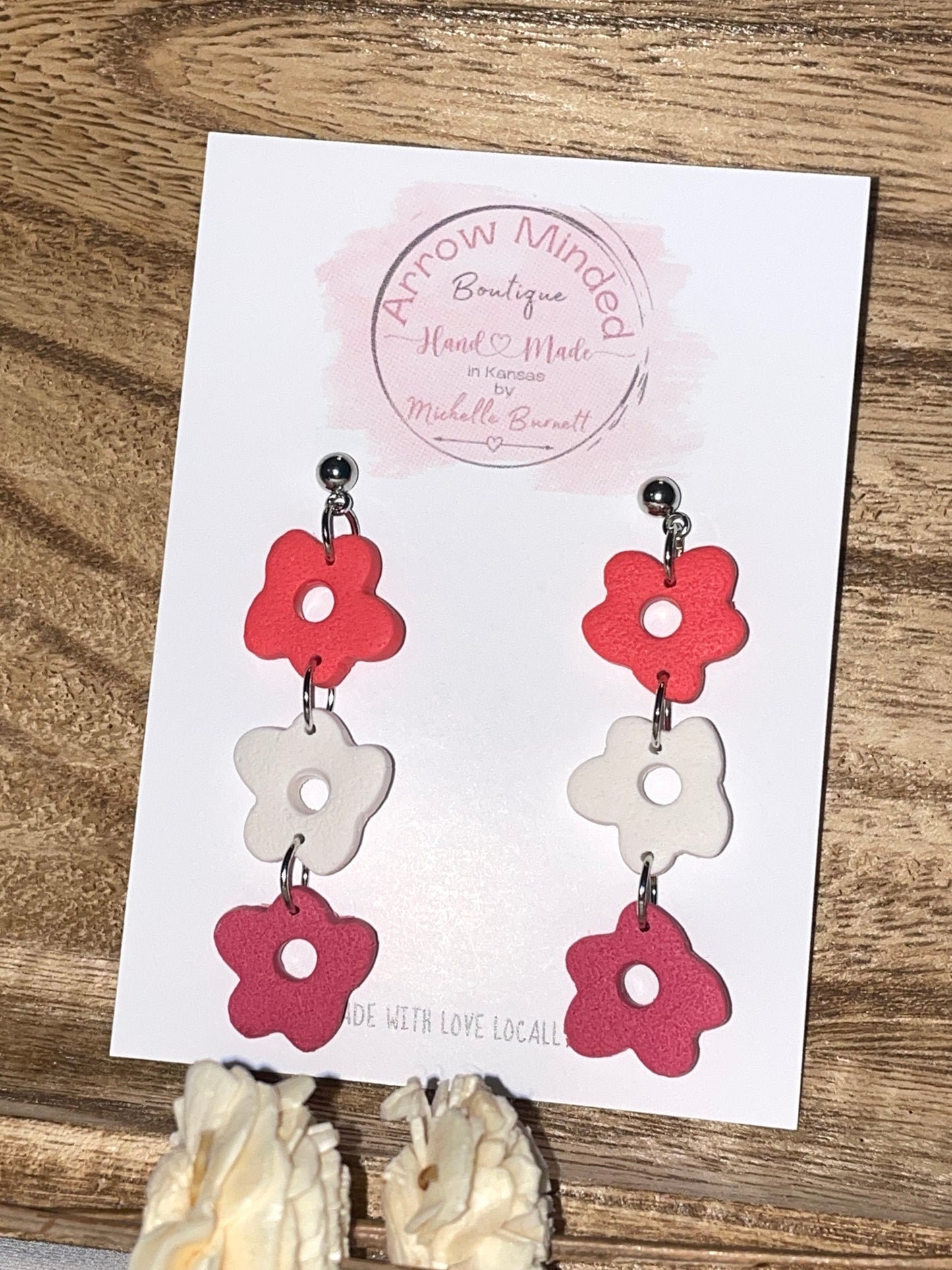 Handmade Triple Floral Dangles