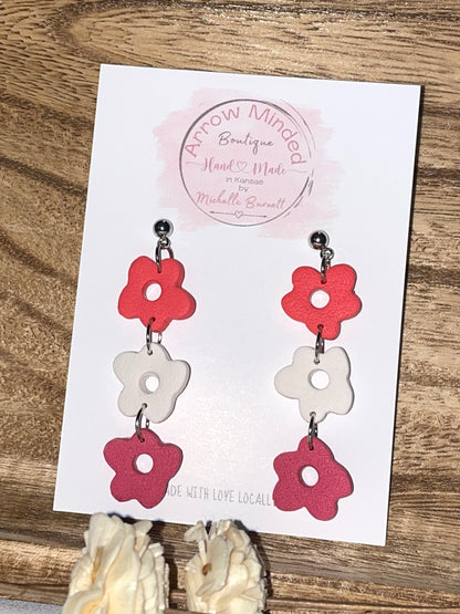 Handmade Triple Floral Dangles