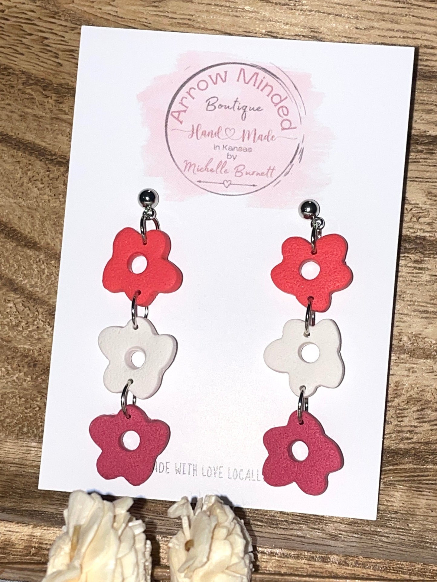 Handmade Triple Floral Dangles