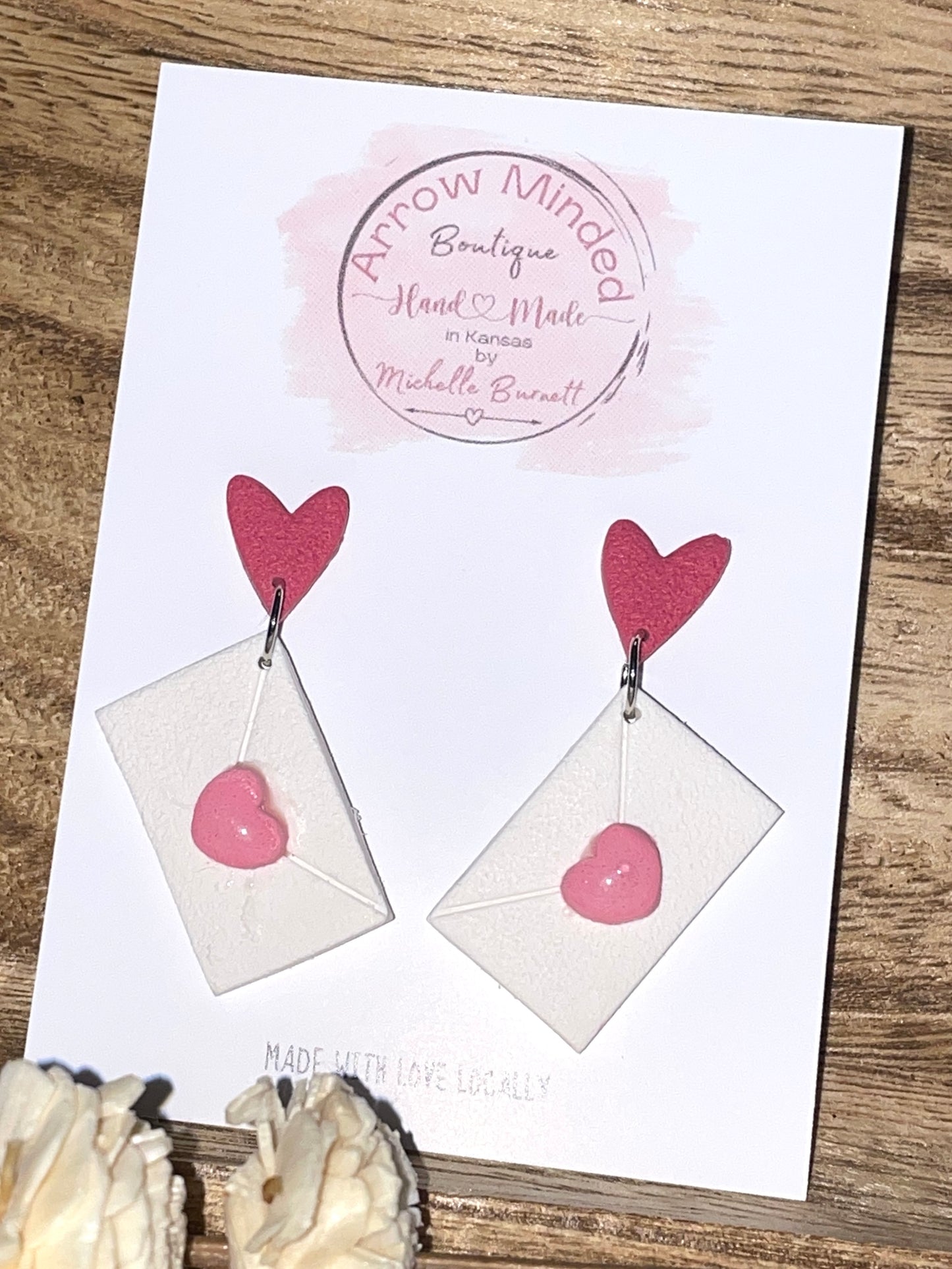 Handmade Love Heart Envelope Earrings