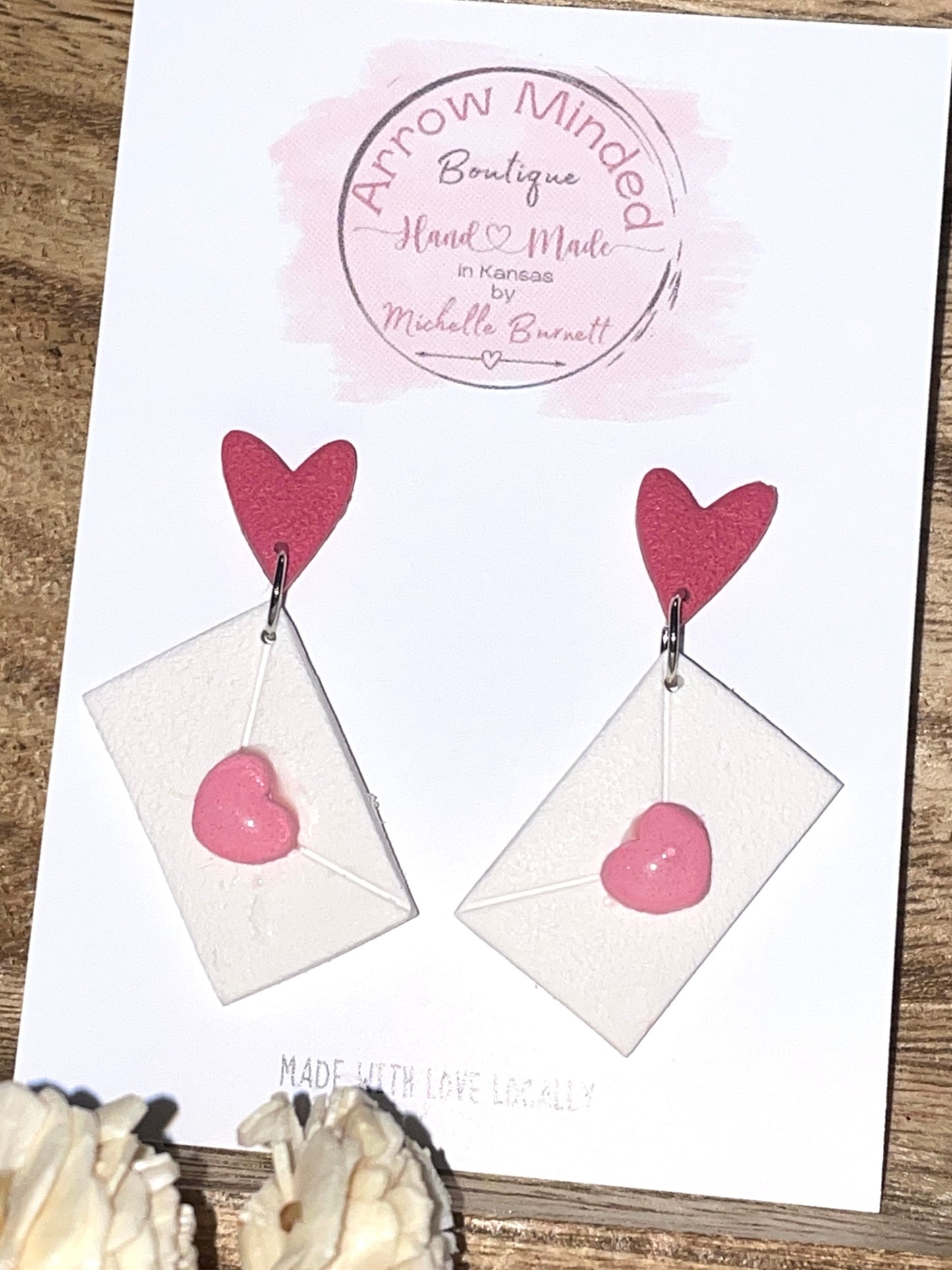 Handmade Love Heart Envelope Earrings