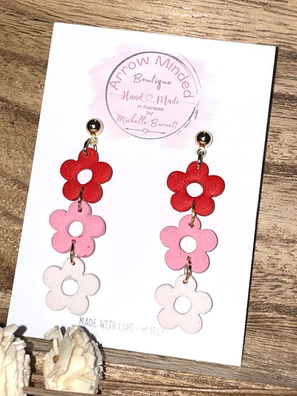 Handmade Triple Floral Dangles