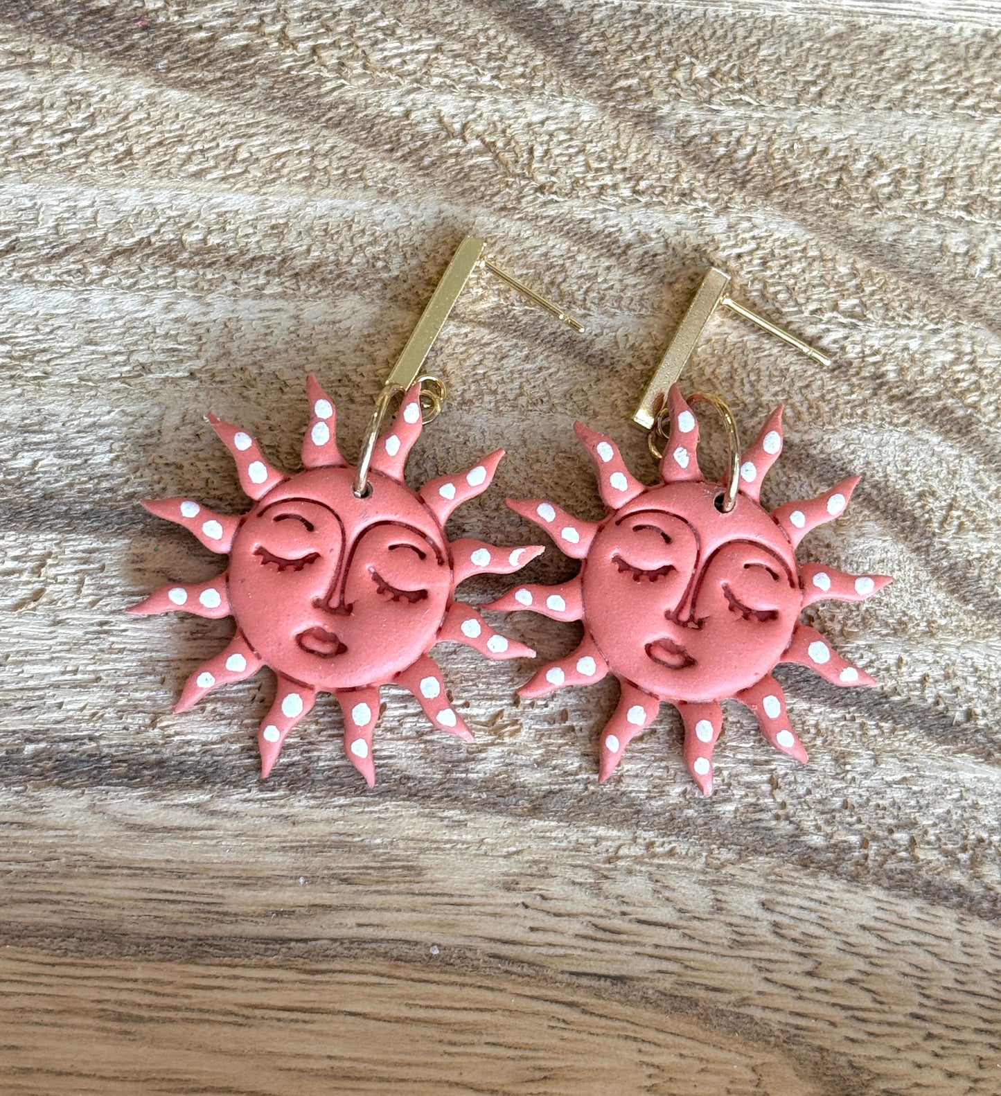 Handmade Celestial Sun Dangle Earrings