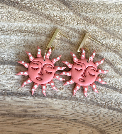 Handmade Celestial Sun Dangle Earrings