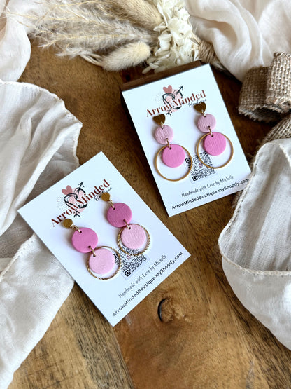 Handmade Pink Gold Dangle Earrings