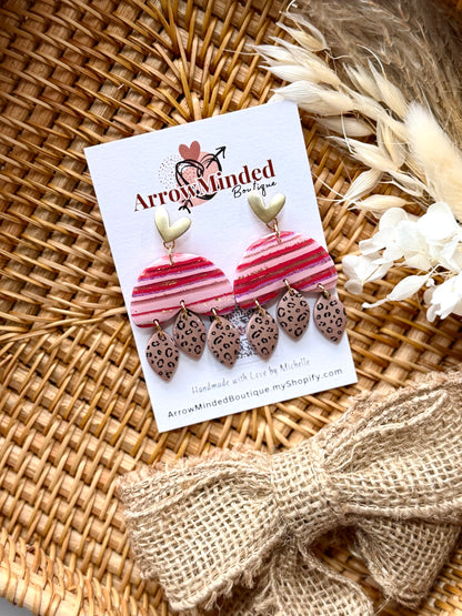 Handmade Crimson & Charm Pom Dangles