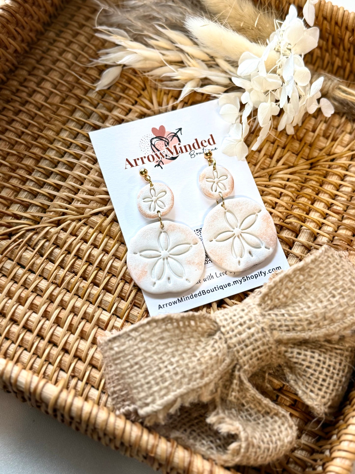 Handmade Shimmery Sand Dollar Earrings