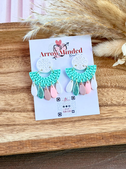 Handmade Minty Bloom Dangle Earrings