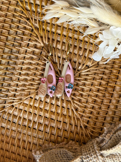 Handmade Blush Bloom Kayak Earrings