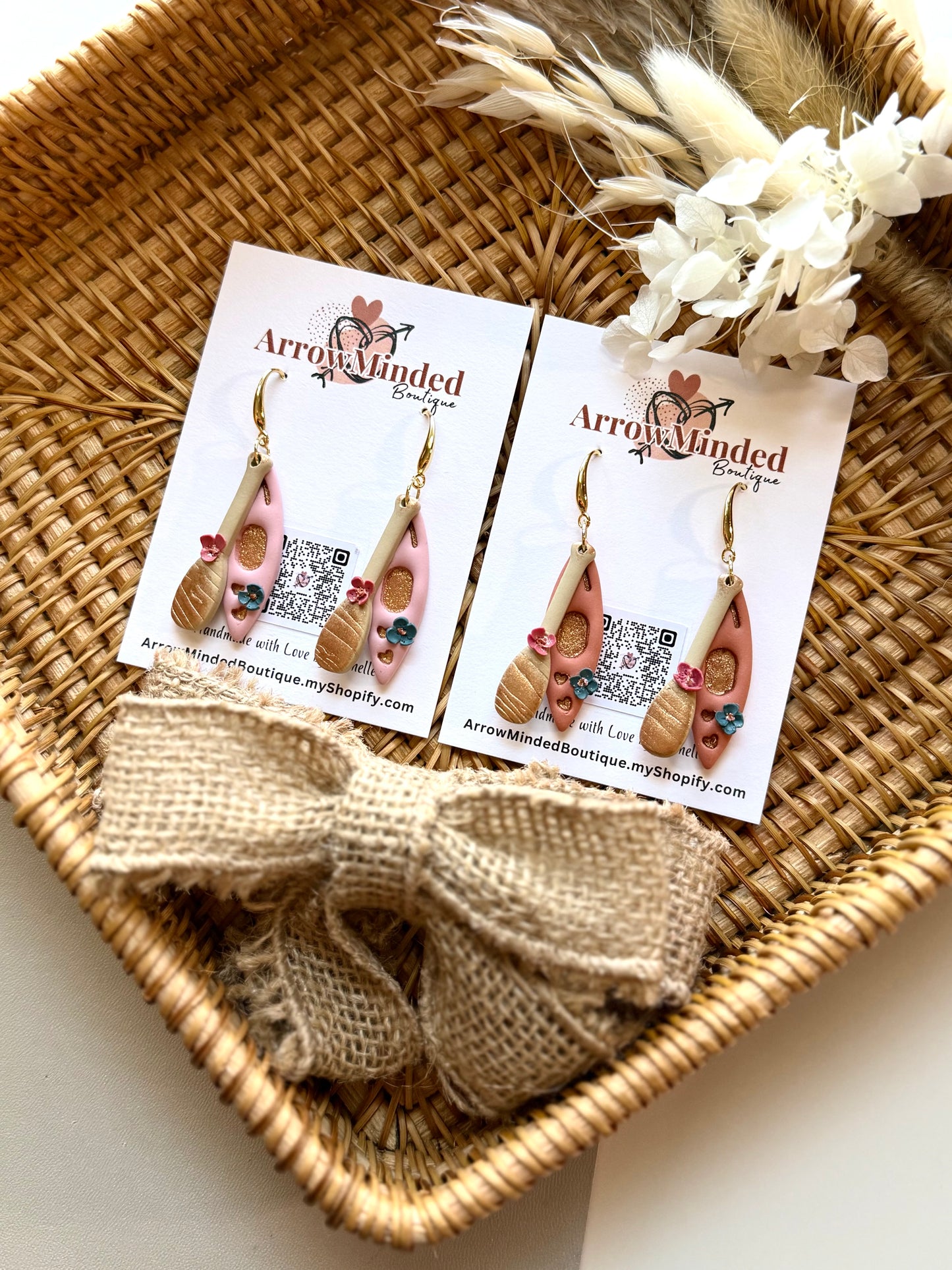 Handmade Blush Bloom Kayak Earrings