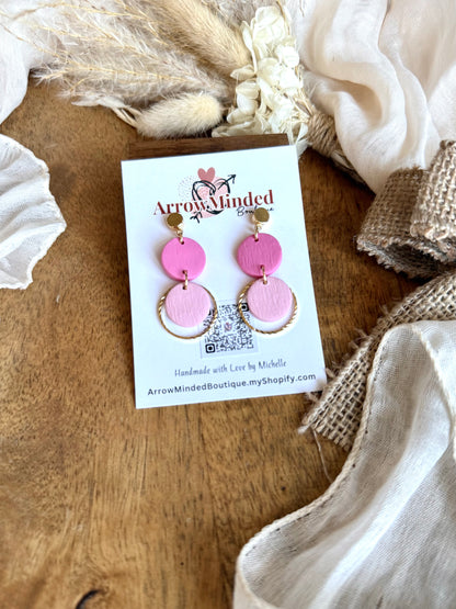 Handmade Pink Gold Dangle Earrings